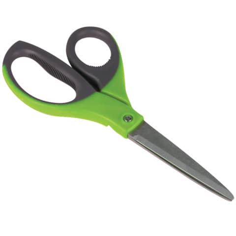 Forbici universali in blister Q-Connect Elite Softgrip lame 21 cm asimmetriche grigio/verde - KF03987